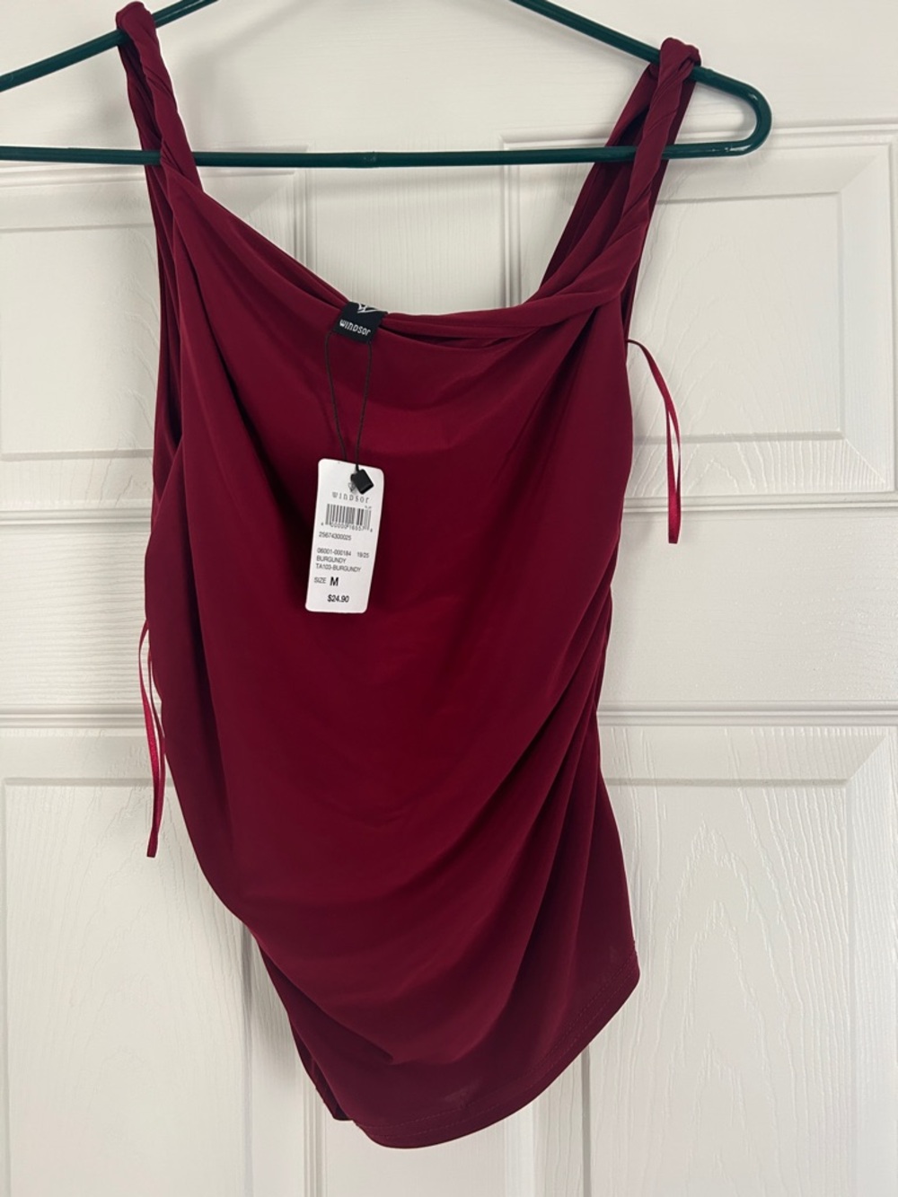 Windsor Burgundy Twist-Shoulder Draped Camisole